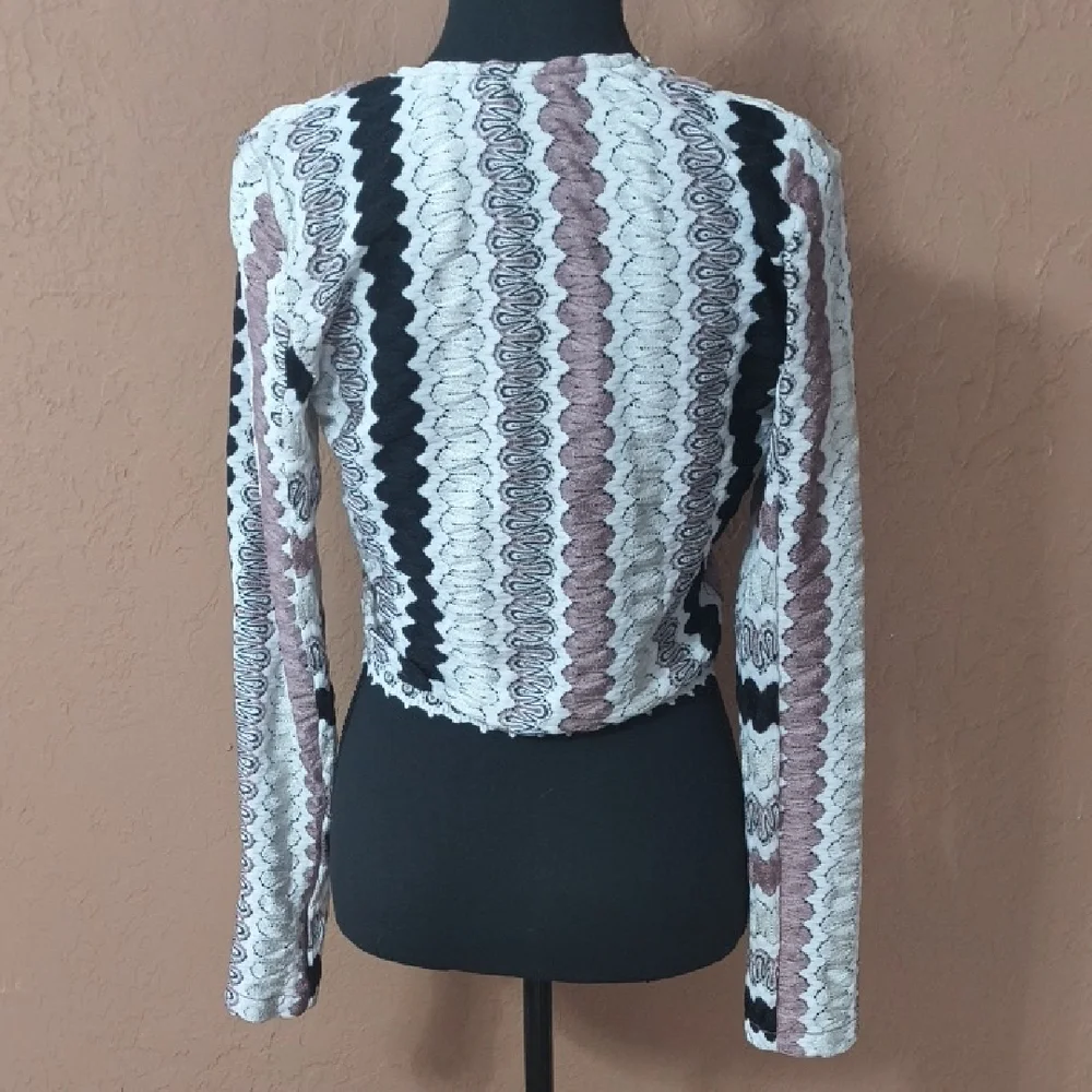 Free People Women's Twist & Shout Long Sleeve Boho Crop Top Size M